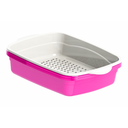 Caixa de Areia Para Gatos Banheira Higiênica Furba 3 Peças Com Bandeja Sanitária e Peneira