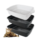 Caixa de Areia Para Gatos Banheira Higiênica Furba 3 Peças Com Bandeja Sanitária e Peneira