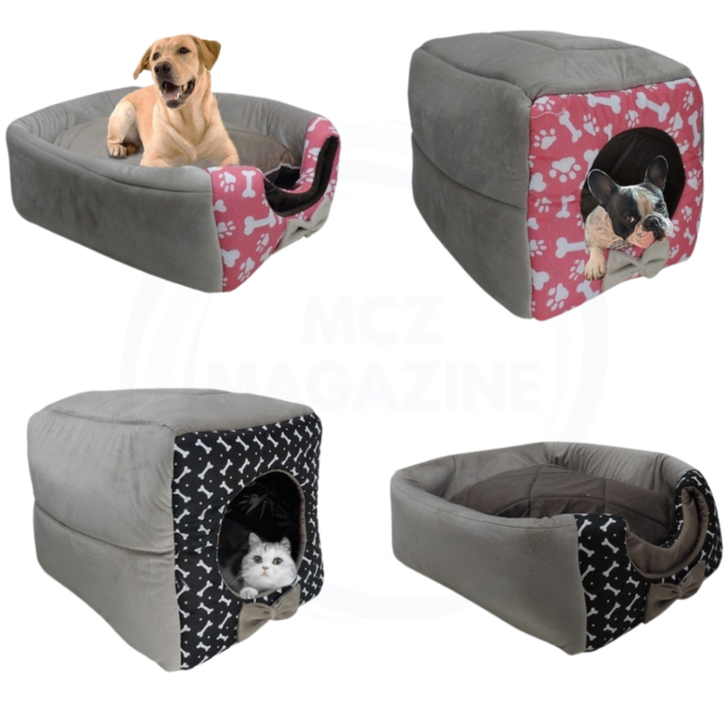 Cama Toca Iglu 3 em 1 para Cachorro e Gato Caminha Pet com Almofada