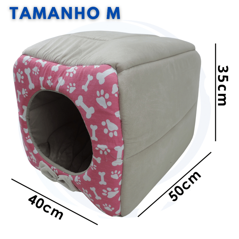 Cama Toca Iglu 3 em 1 para Cachorro e Gato Caminha Pet com Almofada