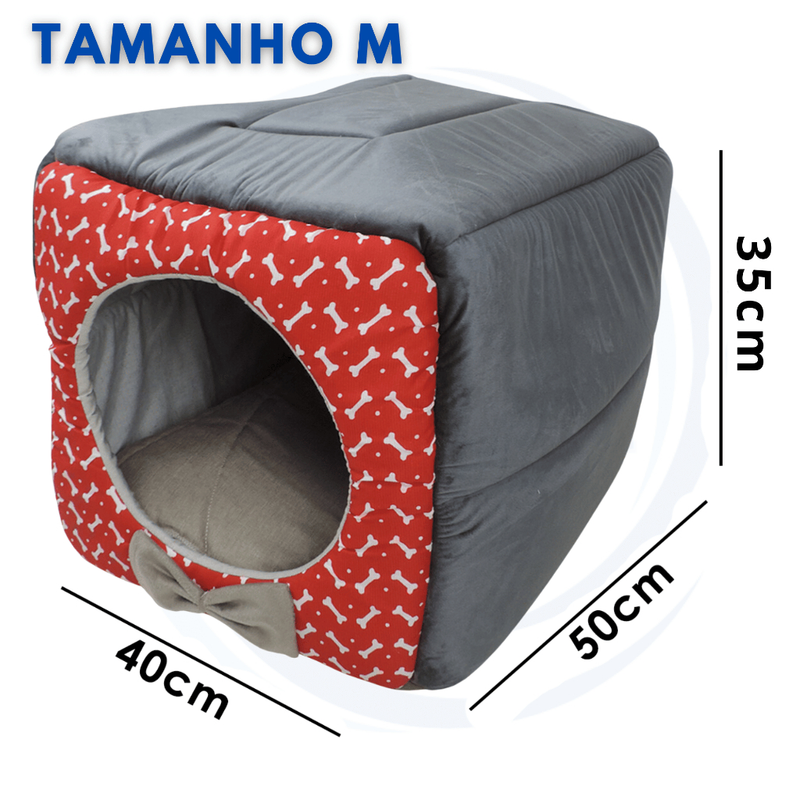 Cama Toca Iglu 3 em 1 para Cachorro e Gato Caminha Pet com Almofada