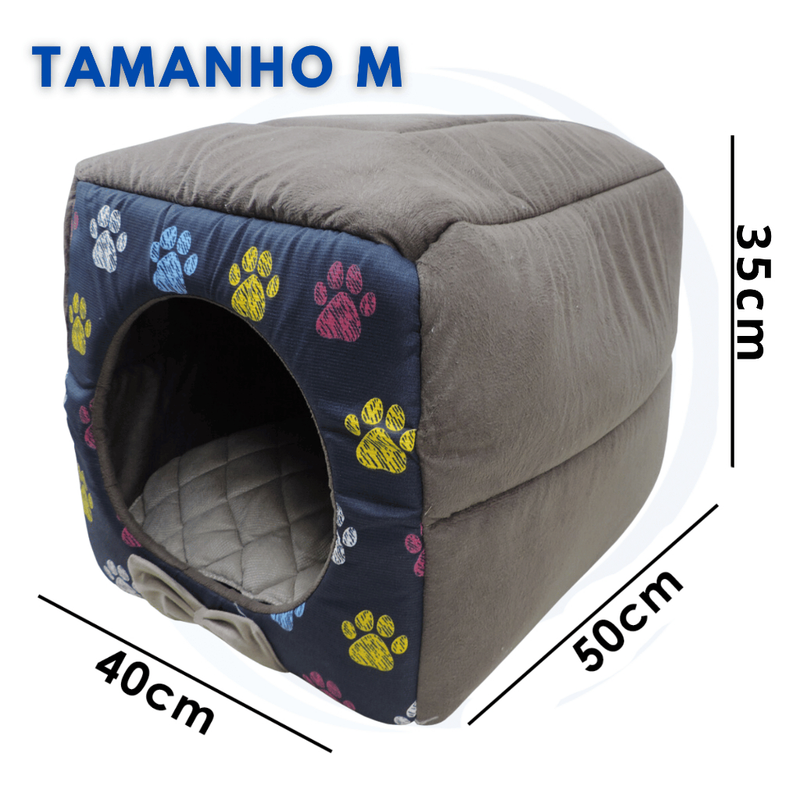 Cama Toca Iglu 3 em 1 para Cachorro e Gato Caminha Pet com Almofada