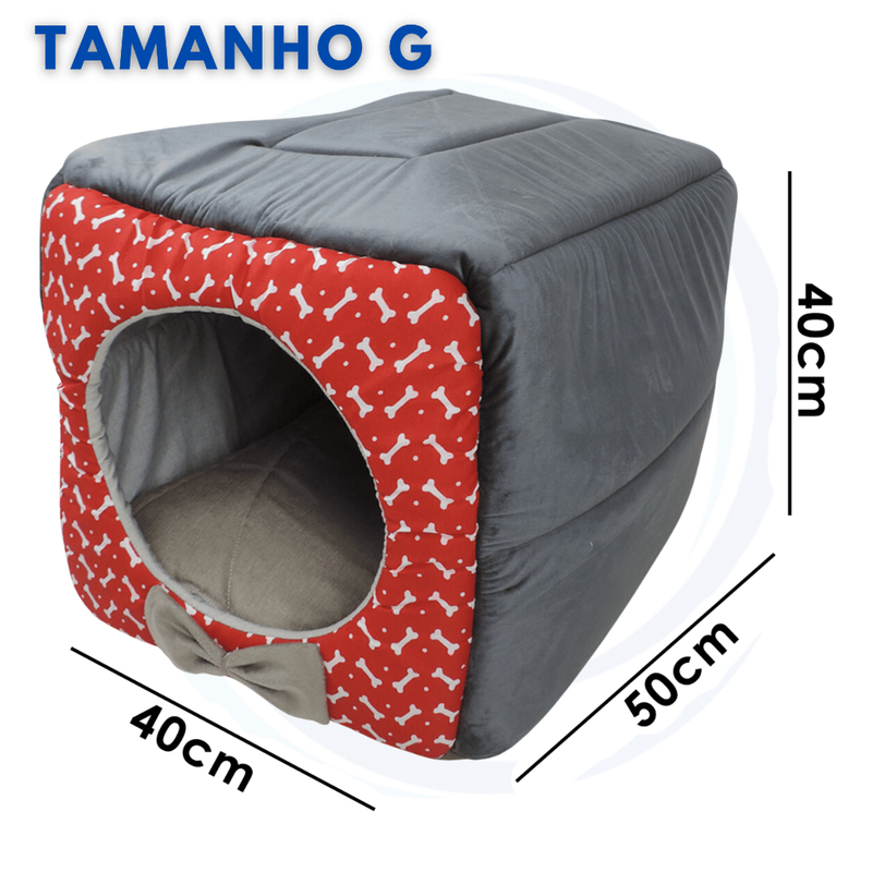 Cama Toca Iglu 3 em 1 para Cachorro e Gato Caminha Pet com Almofada