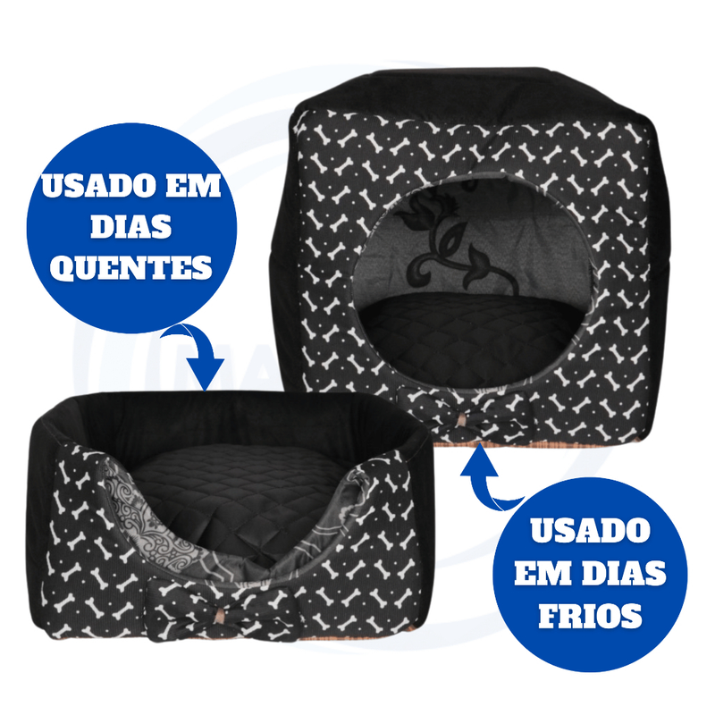 Cama Toca Iglu 3 em 1 para Cachorro e Gato Caminha Pet com Almofada